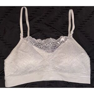Coobie Intimates White Lace Overlay Seamless Bralette, One Size